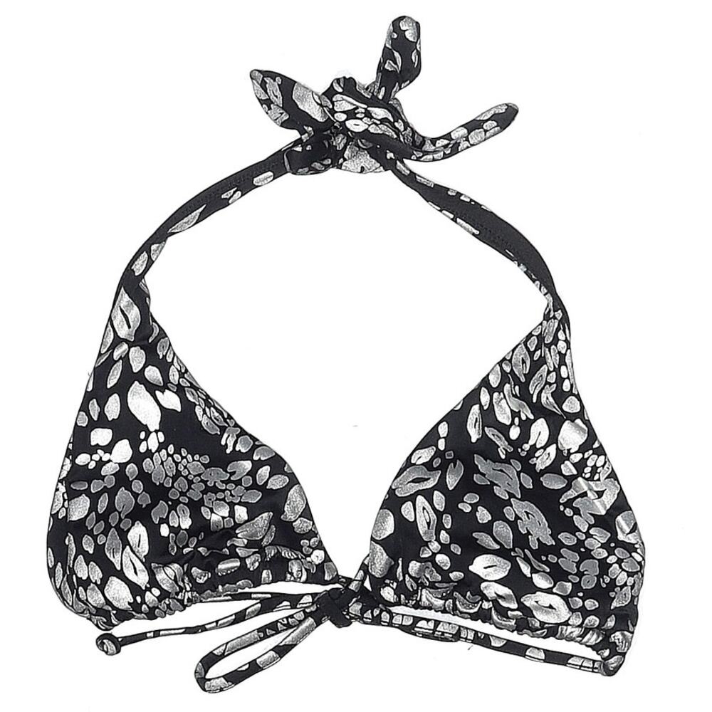 Victoria's Secret Silver And Black Leopard Print Bikini Top Size Medium